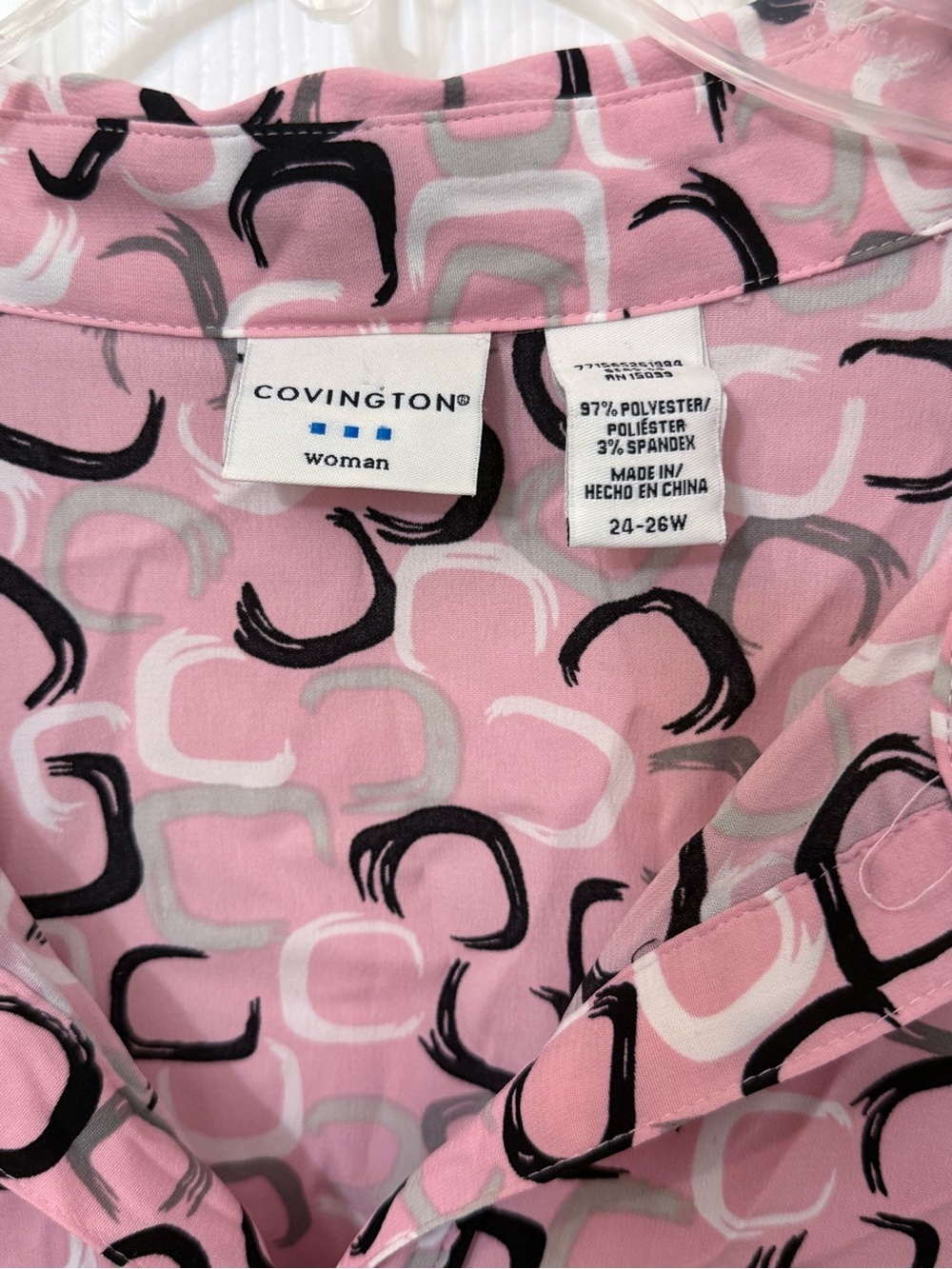Covington Pink Patterned Button-Up Blouse - Picture 4 of 4